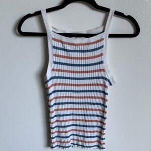 Madewell Red White and Blue Striped Camisole Tank Top, High Neck, Size Small